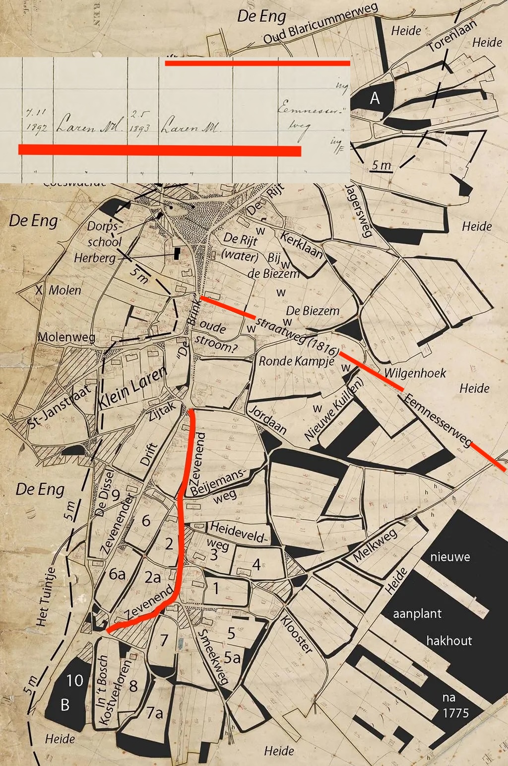 kaart laren zevenend