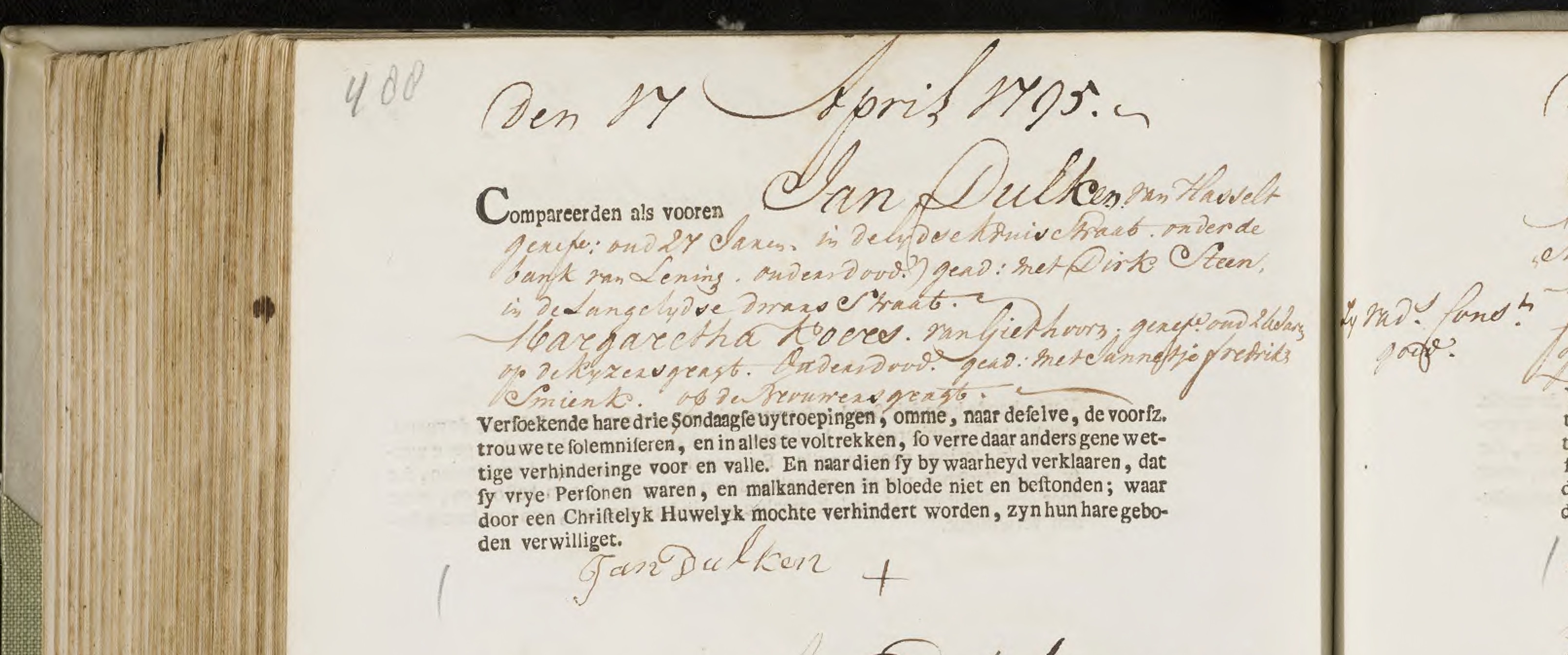 trouwacte Jan : Johannes Dulken
